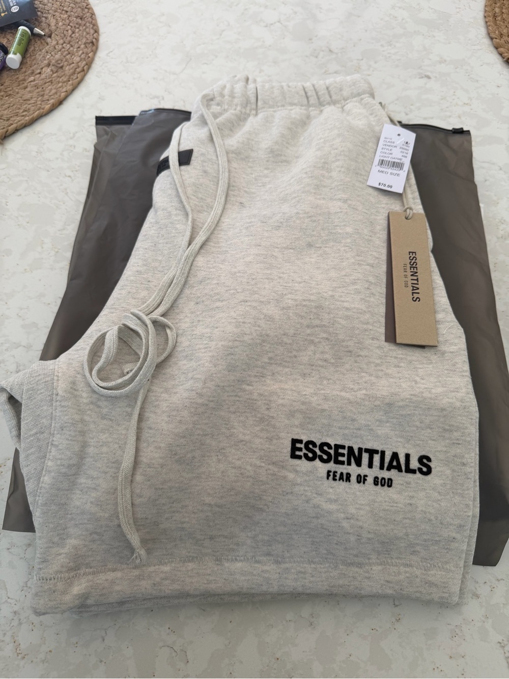 Fear of God ESSENTIALS Light Heather Gray Sweat Shorts medium NWT